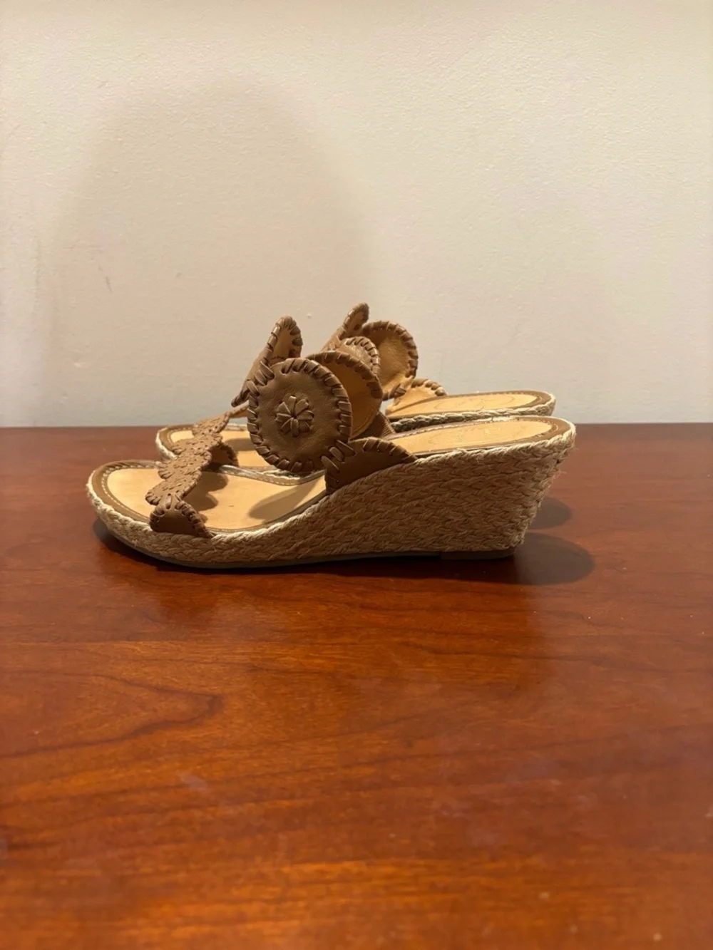 Jack Rogers Shelby Espadrille Wedge Sandals Cognac Size 10